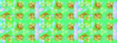 Yeşil, mavi ve nötr renkler üzerine tasarım. Raster illüstrasyonu. Raster kış deseni. Çiçek Elementleri ile soyut arkaplan.