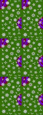 Sevimli çiçek raster deseni. Yeşil renkli çiçekler. Renkli Yaz Temalı eskiz kalıbı. Düz Çiçek Elementleri Tasarımı.