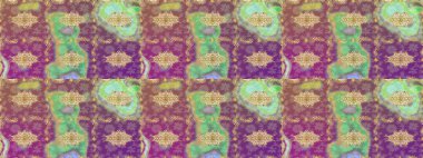 Klasik oryantal desen mor renkten üstündür. Damask eskiz süsü. Geleneksel raster ve altın desen.