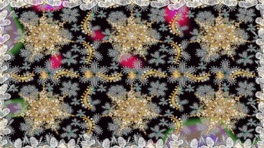 Altın kar taneleri basit, pürüzsüz desen. Kış sembolü, Mutlu Noeller, Mutlu yıllar 2019. Gri renkli Raster altın deseni. Soyut duvar kağıdı, ambalaj dekorasyonu.