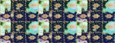 Geleneksel raster ve altın desen. Damask eskiz süsü. Klasik oryantal desen mavi renkler üzerinde.