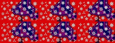 Çiçek deseni. Raster illüstrasyonu. Chichi 'nin kumaş kalıbını çiz. Renkli Bahar Teması eskiz kalıbı. Düz Çiçek Elementleri Tasarımı.