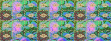 Raster oryantal süs. Altın şablonu çiz. Altın elementlerle yeşil renklerde altın desen.