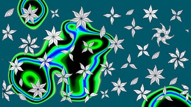 Raster illüstrasyonu. Yumuşak, mavi renkte yaz çiçekleri. Raster çiçek desenli ve çiçekli..