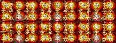 Çiçek desenli eskiz. Gömlek baskısı için çiçek boyası. Çiçekler kırmızı, kahverengi ve sarı renklerde.