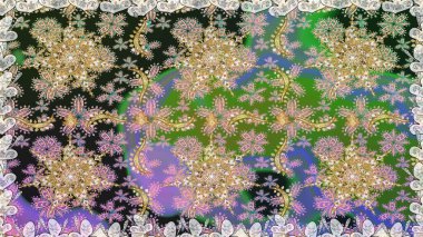 Raster oryantal süs. Gri renkli ve altın elementli altın desenli. Kusursuz altın desen.