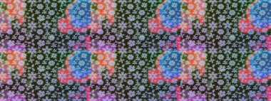 Çiçekleri, deniz kabukları, mandalaları ve suluboya efektleriyle donanma geçmişi. Eskiz modeli etnik tasarım. Yatak çarşafları, ceket, paket tasarımı, kumaş ve moda kavramları için tekstil baskısı.