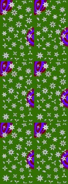 Sevimli çiçek raster deseni. Yeşil renkli çiçekler. Renkli Yaz Temalı eskiz kalıbı. Düz Çiçek Elementleri Tasarımı.