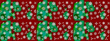 Oldukça eski bir besin torbası deseni, küçük kırmızı renkte, çiçekler. Millefleur 'lar. Tekstil, kumaş, kapaklar, duvar kağıtları, baskı, paket, koleksiyon defteri, örgü, dekupaj için çiçek arkaplanı..