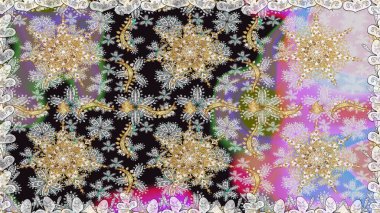 Klasik barok çiçek desenli, gri yerine altın desenli. Gri renklerdeki altın element. Lüks, kraliyet ve Viktorya dönemi konsepti. Süslü raster dekorasyonu.