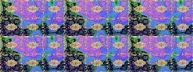 Klasik altın desenli çizim. Raster geleneksel oryantasyon süsü. Mor renklerde altın desenli altın elementler.