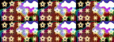 Raster illüstrasyonu. Kahverengi renkte kahverengi papatya deseni. Kahverengi renklerde.