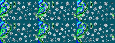 Yumuşak, mavi renkte yaz çiçekleri. Çiçekli karalama şeklinde Raster çiçek deseni. Raster illüstrasyonu.