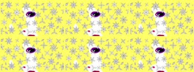 Raster. Düz Çiçek Elementleri Tasarımı. Renkli Bahar Teması çizim şablonu.