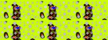 Yeşil renkli çiçekler. Düz Çiçek Elementleri Tasarımı. Renkli Yaz Temalı eskiz kalıbı. Çiçekli retro deseni çiz.