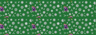 Raster - stok. Eskiz arkaplan modeli. Yapraklı çiçekler ve yeşil renkli papatya çiçekleri..