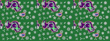 Raster illüstrasyonu. Renkli Bahar Teması eskiz kalıbı. Düz Çiçek Elementleri Tasarımı. Zentangle soyut çiçekleri. Karalama çiçeği. Şirin kumaş deseni.