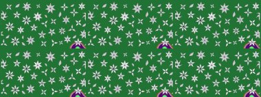 Çiçek ve yapraklı çiçek deseni. Küçük çiçekli şirin bir desen. Raster illüstrasyonu.