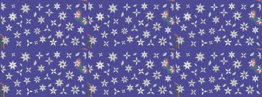 Renkli Bahar Teması eskiz kalıbı. Mor renkli çiçekler. Sevimli çiçek raster deseni. Düz Çiçek Elementleri Tasarımı.