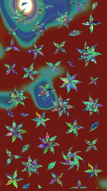 Kabile sanatı boho baskısı, klasik çiçek arkaplanı. Arkaplan dokusu, duvar kağıdı, kırmızı renkli çiçek teması. Soyut etnik raster çizim kalıbı.