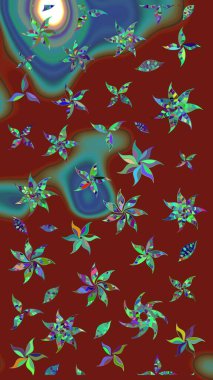 Kabile sanatı boho baskısı, klasik çiçek arkaplanı. Arkaplan dokusu, duvar kağıdı, kırmızı renkli çiçek teması. Soyut etnik raster çizim kalıbı.