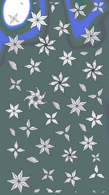 Raster çiçek izi. Raster Yumuşak kumaş deseni. Çiçeksel nötr çizim kalıbı. Klasik taslak çizimi.