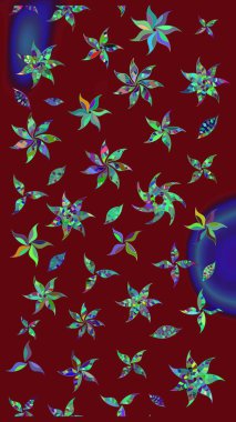 Tropik çiçekler. Kırmızı renkte çiçekler. Gömlek çizimi Arkaplan Deseni.