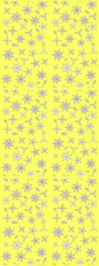 Elle çizilmiş çiçek desenli Raster çizimi. Çocuksu tasarım. Tekstil, kumaş, ambalaj, hatıra defteri için hoş bir çiçek arkaplanı. Sarı arkaplanda.