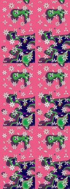 Sevimli çiçek raster deseni. Renkli Bahar Teması eskiz kalıbı. Pembe renkli çiçekler. Düz Çiçek Elementleri Tasarımı.