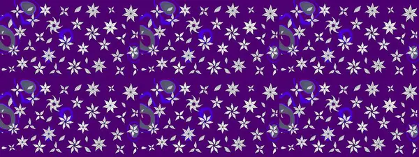 Raster düz çiçek çizim deseni. Hediye ambalaj kağıdı, tebrik kartları, posterler ve pankart tasarımı. Mor renkte çiçekler.