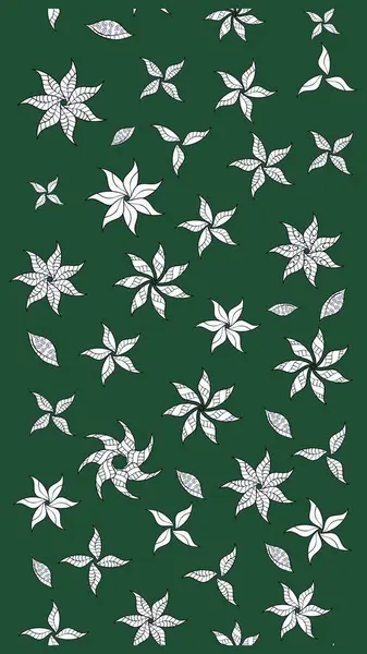 Hediye ambalaj kağıdı, tebrik kartları, posterler ve pankart tasarımı. Yeşil renkli çiçekler. Raster düz çiçek çizim deseni.