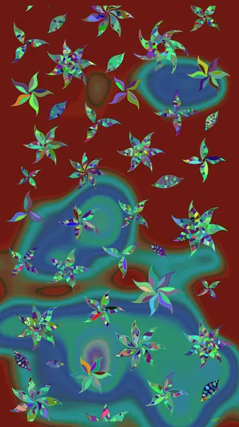 Kırmızı renkte sevimli çiçekler. Raster illüstrasyonu. Küçük çiçekli basit bir çiçek çizimi. Moda baskısı, albüm, ambalaj kağıdı, duvar kağıdı için zarif dekoratif süslemeler..