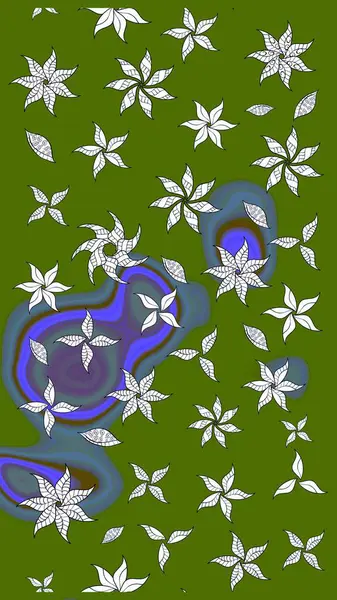 Nakış desenli çiçek deseni. Parmak izi, kumaş, duvar kâğıdı, tekstil için raster dokusu. Renkli grunge, yakut yeşil çiçeklerle soyut arkaplanı zenginleştirir.