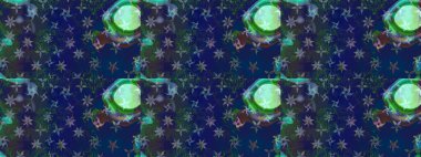 Noel ve yeni yıl moda baskıları için tatil tasarımı. Raster illüstrasyonu. Mavi ve yeşil kar taneleri. Kar tanelerinin soyut arkaplanlı Noel deseni.