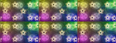 Raster yeşili, nötr ve mavi kar tanesi izole edilmiş. Güzel bir kış süsü. Renkli kar taneleri Raster illüstrasyonu.