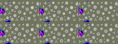 Şirin çiçek elementleri. Raster illüstrasyonu. Taslak desenli, modaya uygun kumaş deseni. Renkli Bahar Teması eskiz kalıbı. Düz Çiçek Elementleri Tasarımı.