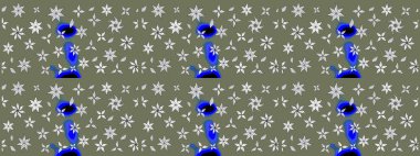 Çiçekler. Soyut etnik raster çizim kalıbı. Vadinin yeşil renkli çiçekleri.