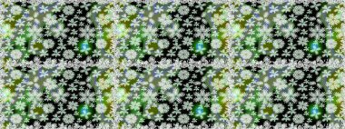 Raster illüstrasyonunda kusursuz çiçek deseni. Suluboya tarzında yeşil renkte çiçekler.