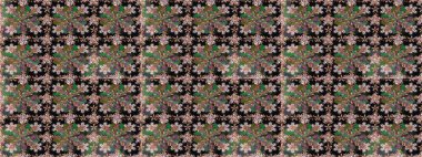 Nazik, narin çiçek arkaplanı. Çiçekli karalama şeklinde Raster çiçek deseni. Siyah renkte çiçekler.