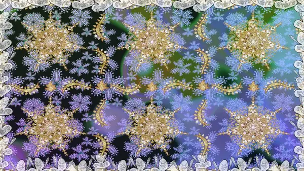 Arkaplan, kumaş, altın duvar kağıdı. Raster altın pürüzsüz desen. Gri renkli ve altın elementli altın desenli. Düz elle çizilmiş vintage koleksiyonu.