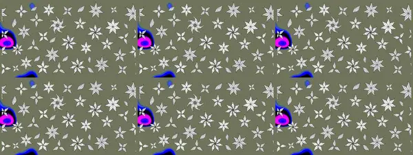 Şirin çiçek elementleri. Raster illüstrasyonu. Taslak desenli, modaya uygun kumaş deseni. Renkli Bahar Teması eskiz kalıbı. Düz Çiçek Elementleri Tasarımı.