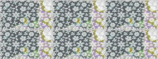 Raster Illustrasyon 'da moda olmayan çiçek deseni. Renkli Yaz Temalı Kusursuz Arkaplan. Düz Çiçek Elementleri Tasarımı. Gri renkli çiçekler.