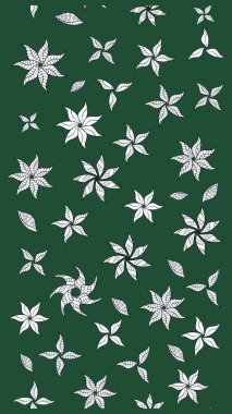 Hediye ambalaj kağıdı, tebrik kartları, posterler ve pankart tasarımı. Yeşil renkli çiçekler. Raster düz çiçek çizim deseni.