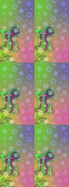 Klasik taslak çizimi. Raster çiçek izi. Çiçek yeşili çizim deseni.