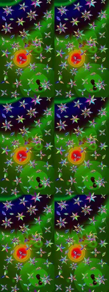 Raster deseni. Soyut çiçek çizim kalıbı arka planı. Küçük çiçekteki sevimli çiçek deseni. Yeşil renklerde. Raster illüstrasyonu.