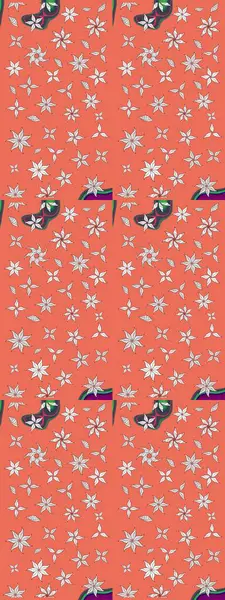 Tekrar eden çiçek arkaplanı, zarif turuncu çiçek duvar kağıdı. Turuncu renkler üzerine çiçek desenli çizimler, el yapımı papatyalar, papatyalar..