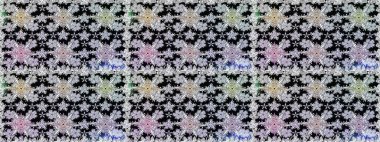 Suluboya tarzında siyah renklerde. Küçük çiçekli kusursuz yay deseni. Raster illüstrasyonu.