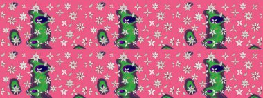 Çiçekli el çizimi çizimi deseni. Modern, pembe raster arka plan duvar kağıdı çizimi, klasik çizgili, desenli desenli çiçekler, çiçekli süsler..