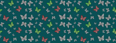 Kumaş, Tekstil, Baskı ve Davetiye için arka plan. Raster illüstrasyonu. Doğadaki güzellik. Suluboya Biçimli Uçan Kelebekler ile çizim deseni.