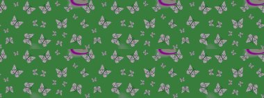 Robot resim. Kelebek desenli yeşiller. Kumaş, kağıt, ambalaj kâğıdı ve duvar kağıdı tasarımı için harika bir arka plan. Raster..